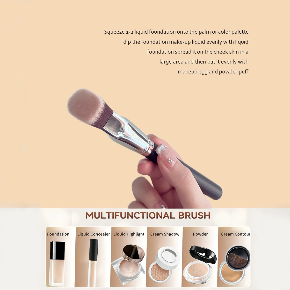 2 PCS Makeup Brushes Rectangular Foundation Brush & Concealer Brush for Contouring, Blending, Powder/ Foundation Application