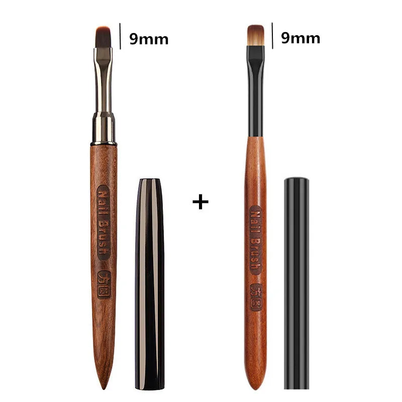 2PCS Sandalwood Handle Nail Drawing Brushes For Manicure Lines Painting Gradient UV GEL Extension Builder Drawing Pen
