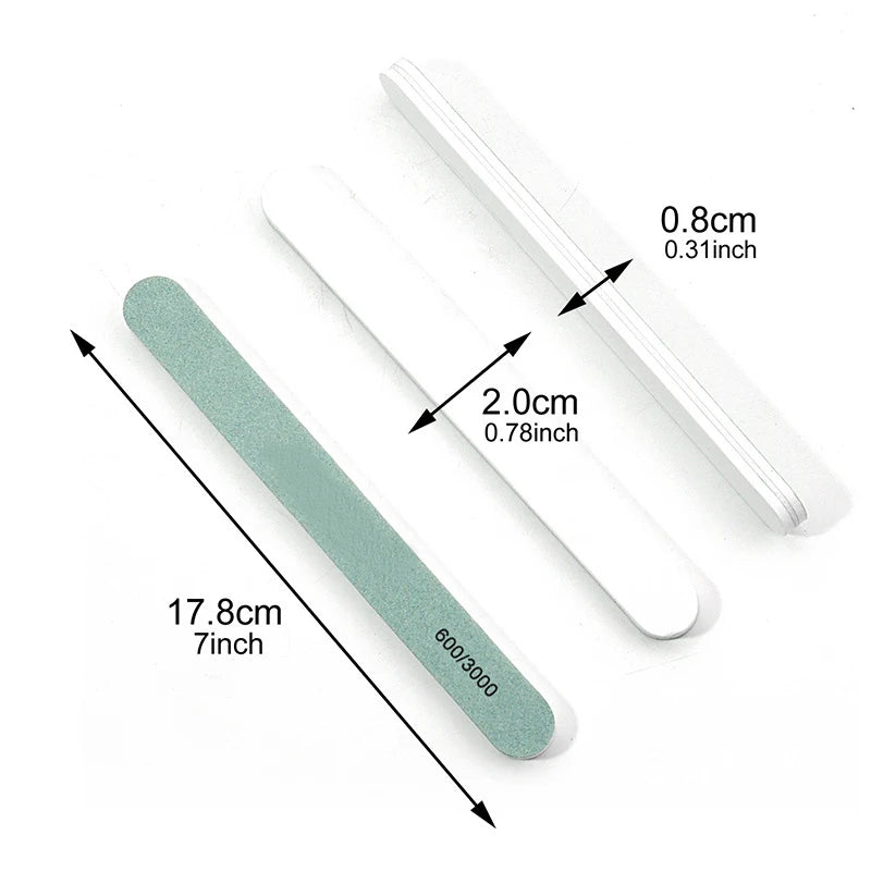 5/10 Pcs Pro Nail Files Buffer 600/3000 Grits Nail Art Sanding Buffing Manicure Pedicure Tools Set Polish Buffer Sponge Board