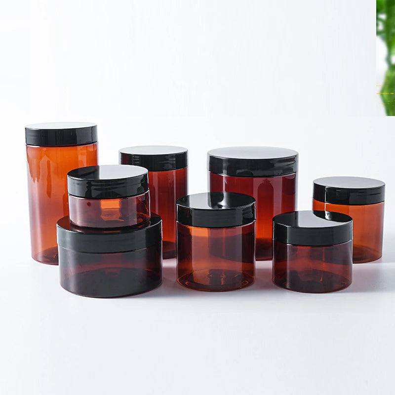 20/50pcs 50/100g Amber Plastic Jar Lucifugal Amber PET Cans 150g Empty Plastic Pot Storage Case Cosmetic Cream Box 250g Makeup