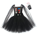 Girls Dark Star Villain Tutu Costume Dress Children Halloween Vader Outfit Kids Fancy Carnival Party Dress up Cosplay Clothes