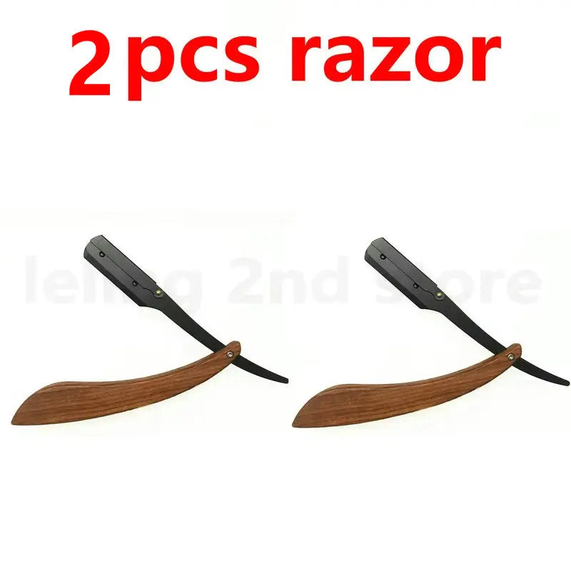 Wood Men Shaving Barber Tools Hair Razor Folding Shaving Knife Stainless Steel Straight razor Holder