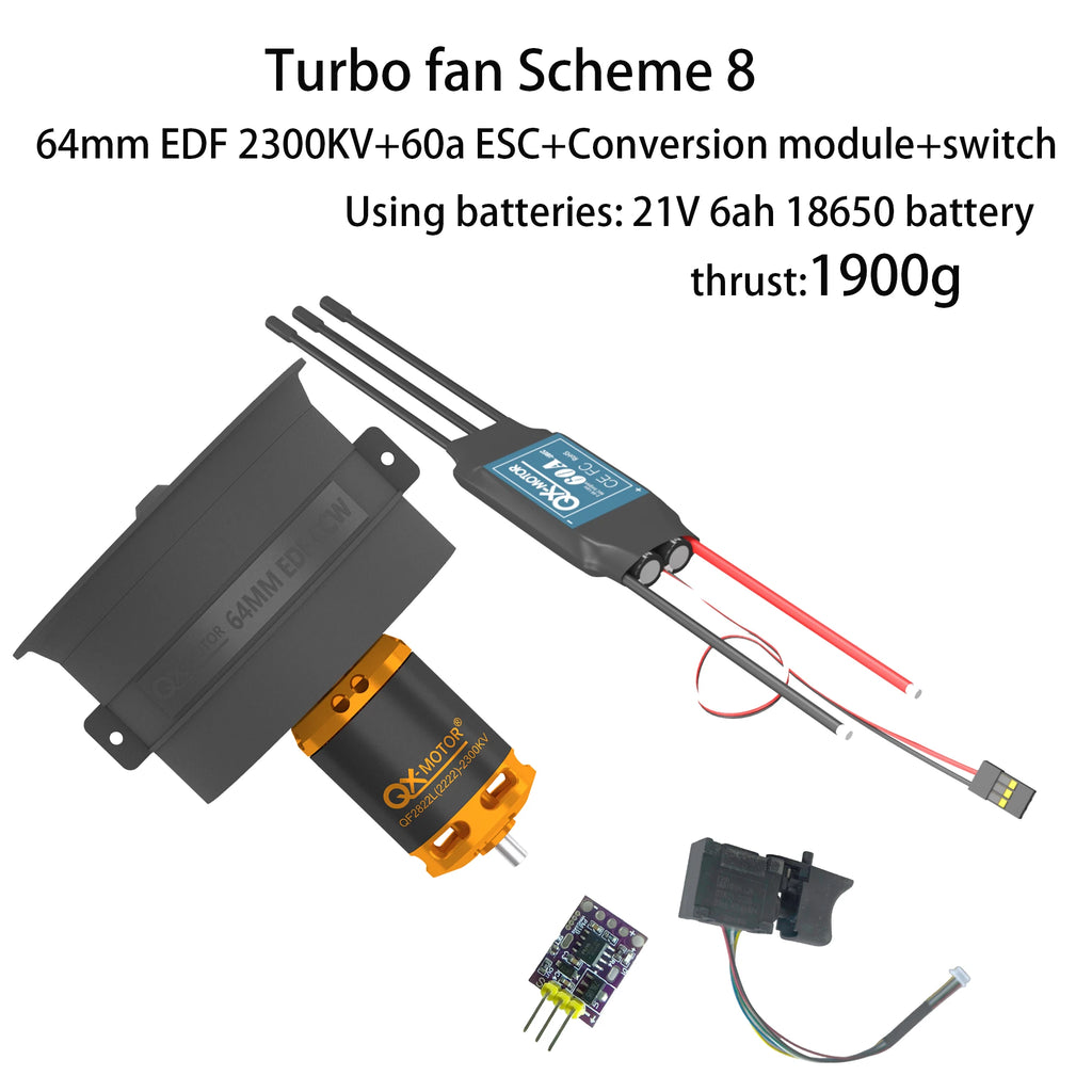 50 / 64 / 70mm EDF Brushless Motor KIT 1000W Controller ESC Blower Switch for Turbo Fan Blower