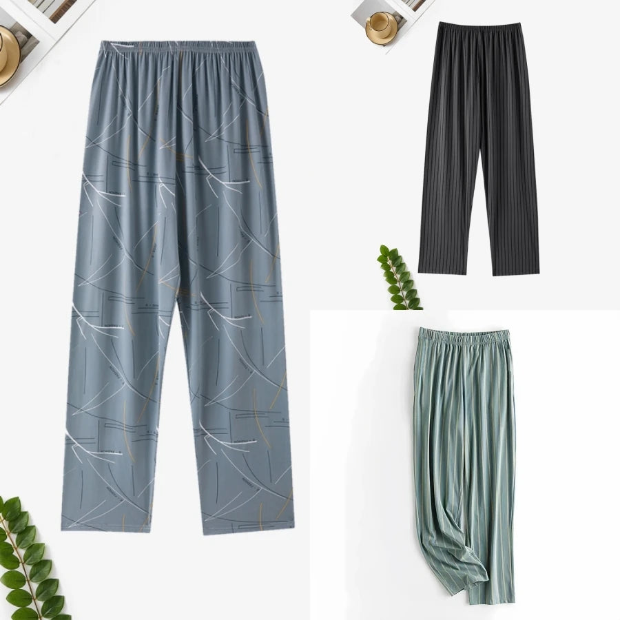 Men's Pajama Pants Thin Home Trousers Loose Large Size Spring and Autumn Summer Thin Casual Home Trousers