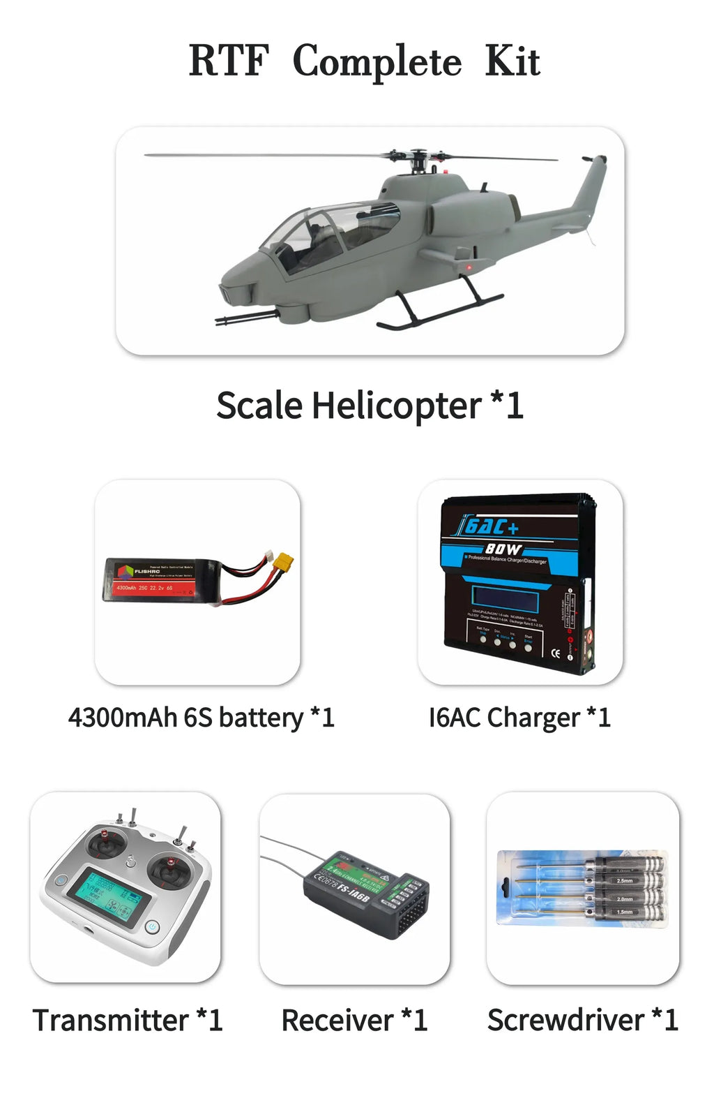 FL500 V2 FLISHRC 500 AH-1 Cobra 500 Size Scale Helicopter GPS with L7 Flight Control RTF