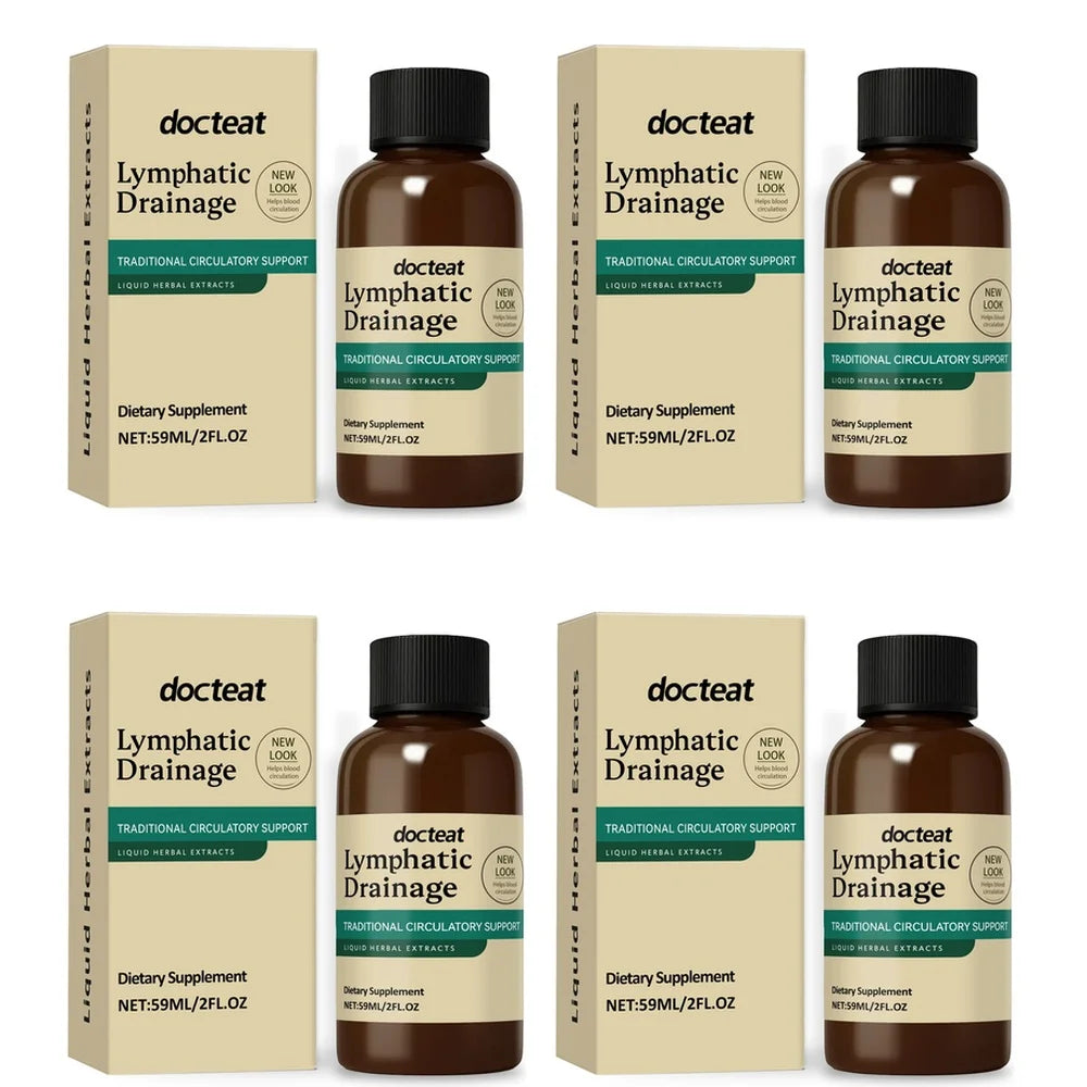 Docteat Lymphatic Drainage Liquid Herbal Extract with Red Clover Flower and Prickly Ash Bark Supports Blood Circulation 59 ML