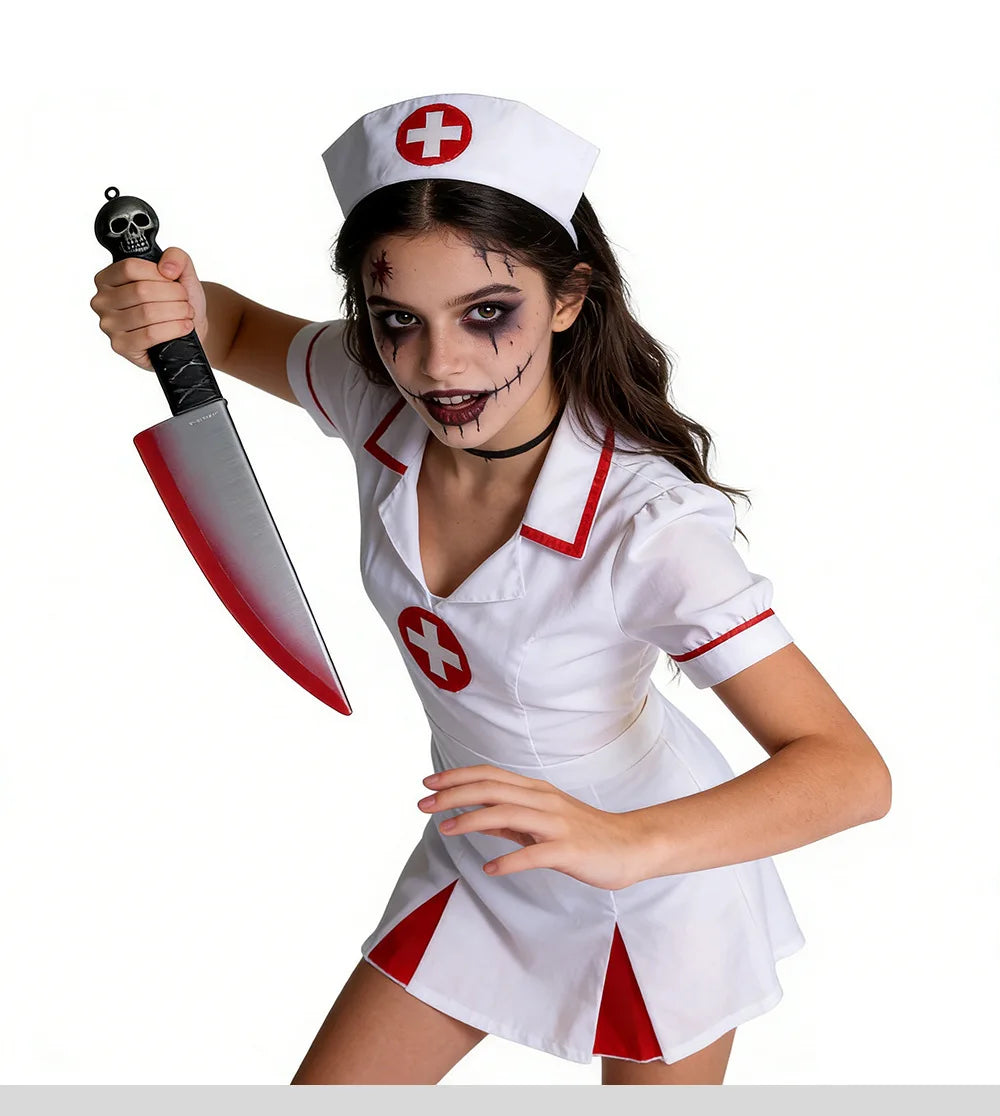 Halloween realistic props - blood-spreading axes, chainsaws, plastic knives for costumes, party cosplay props