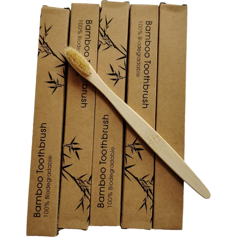 10pack Natural Bristle Bamboo Toothbrushes,Horse & Boar Bristle,Totally Compostable Biodegradable Zero Waste Plastic Free