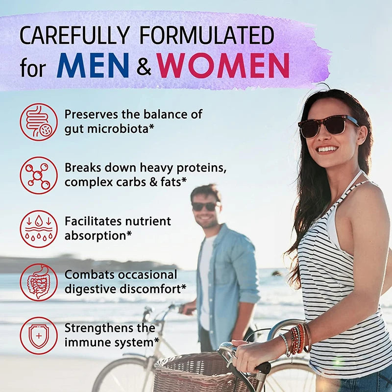 Probiotics + Prebiotics + Digestive Enzymes - Improves Digestion and Immunity, Relieves Constipation, Supports Intestinal Health