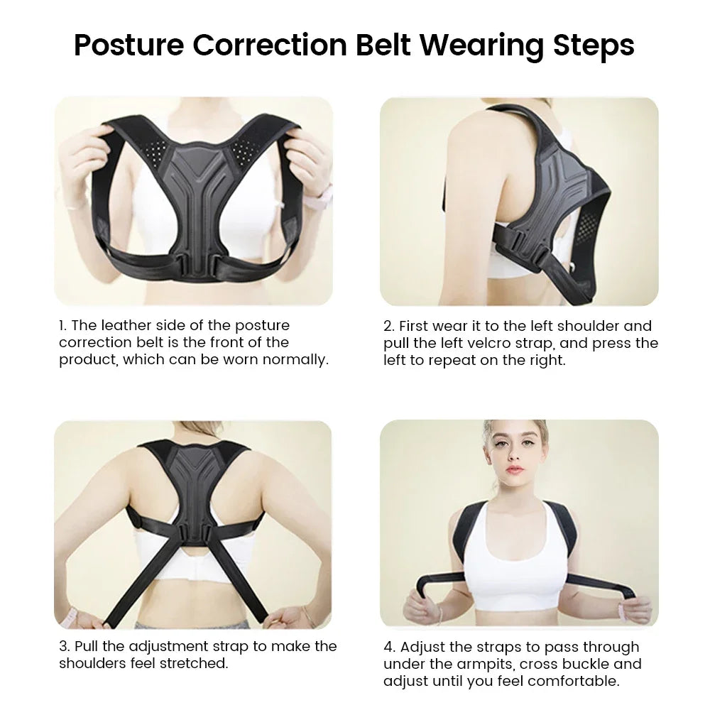 Adjustable Back Shoulder Posture Corrector Belt Clavicle Spine Pain Relief Support Reshape Your Body Home Office Back Neck Brace