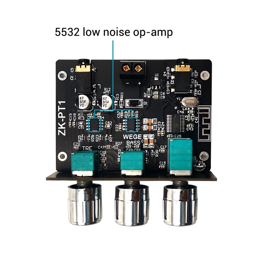 ZK-PT1 BT 5.0 Audio Receiver Decoder Stereo Tone Board Volume Controller Treble Bass Tonal preamp Amp Knob For Amplifier