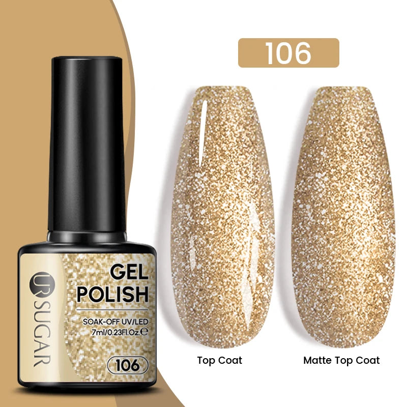 UR SUGAR 7.5ml Reflective Magnetic Gel Nail Polish Glitter Silver Pink Magnet Gel Soak Off UV LED Nail Manicure Varnish UV Gel