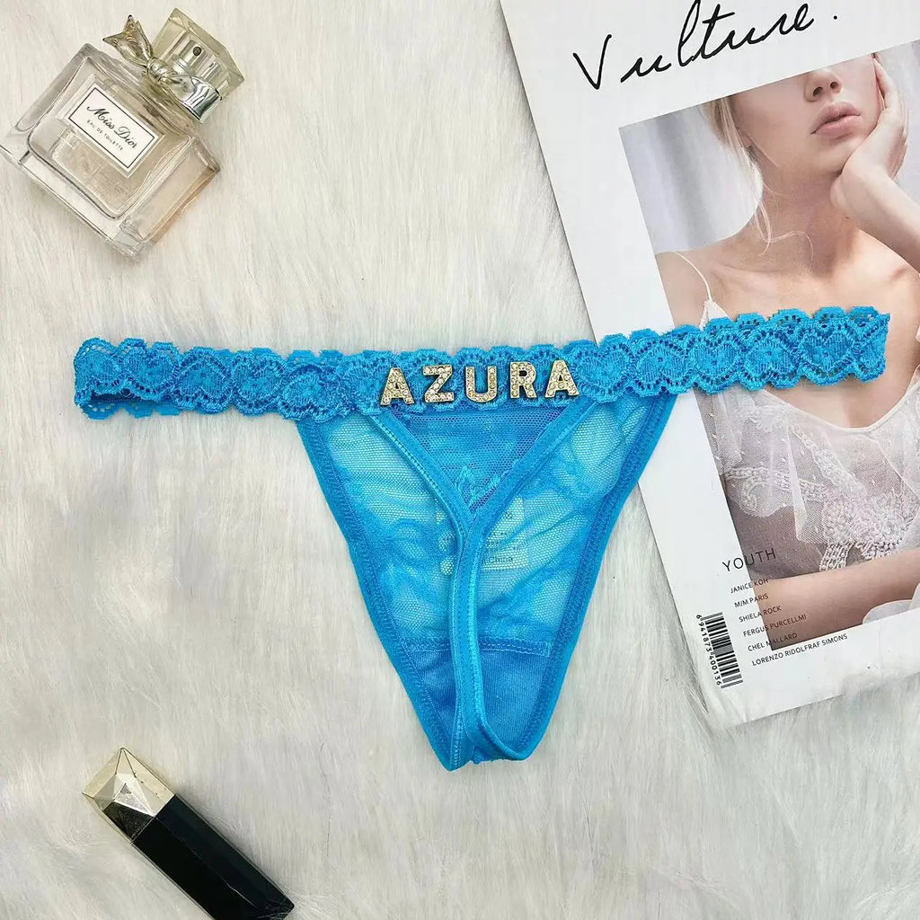 Custom Thong with Name Customized Pantie Rhinestone Letter Sexy Personalized Lingerie Gift T-back G-String Bikini Jewelry