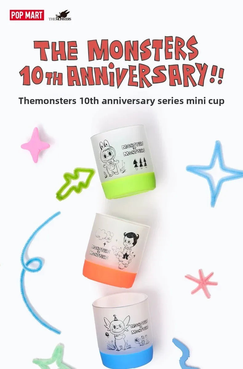 Genuine POP MART Anime Periphery THE MONSTERS LABUBU 10th Anniversary Series Mini Cup Blind Box Home Decor Desktop Birthday Gift