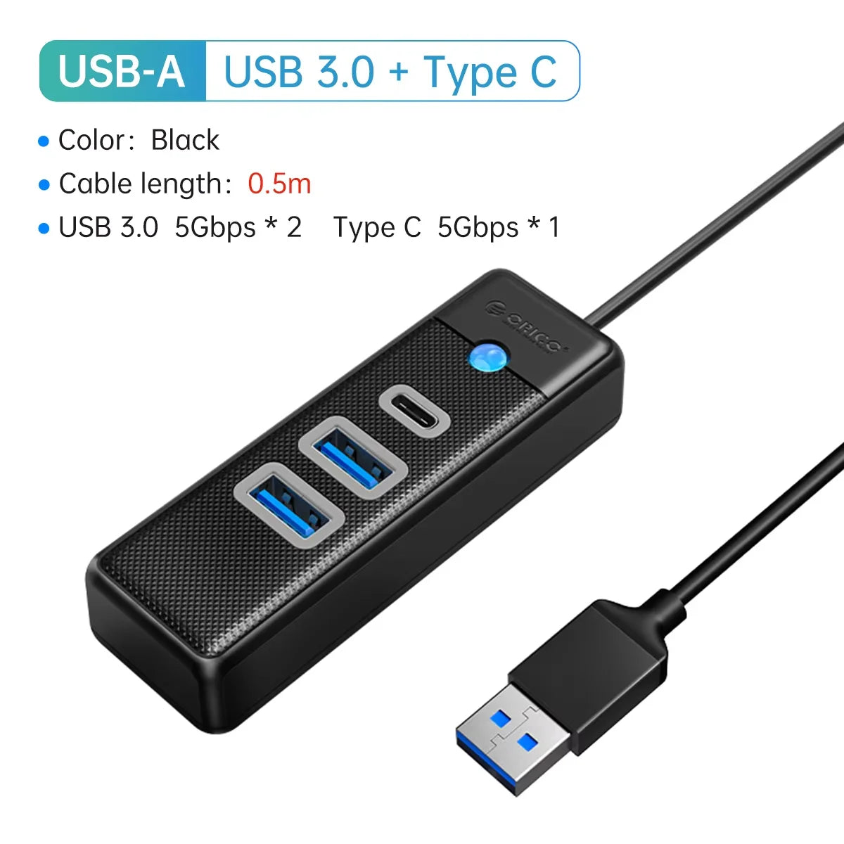 ORICO 3 in 1 5Gbps USB 3.0 Type C HUB Colorful 3 Ports High Speed Mini Splitter OTG Adapter For Desk PC Computer Accessories