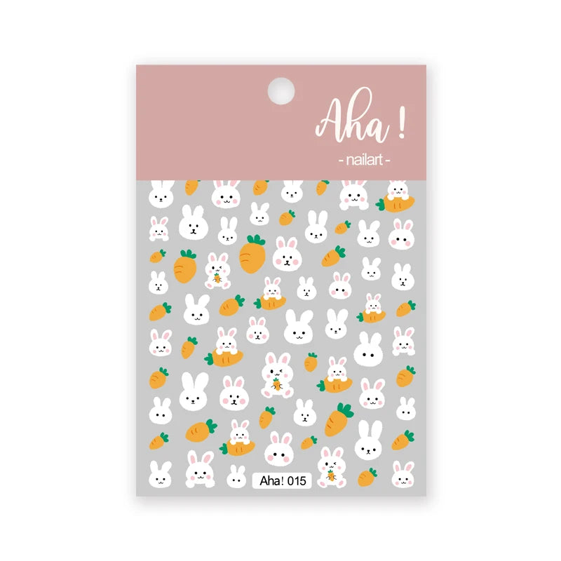 1Sheet Korean White Cloud Blue Nail Art Sticker 3D Star Moon Decal Pure Twilight Self-adhesive Manicure Slider Accessories RE#53