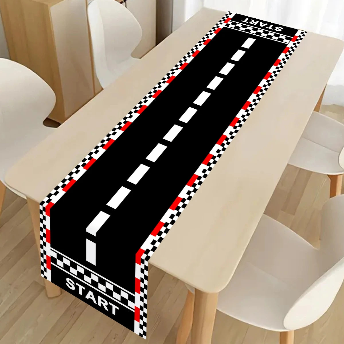 1pc Racing Car Birthday Party Table Cover Polyester Table Runner for Birthday Party Kitchen Home Decor