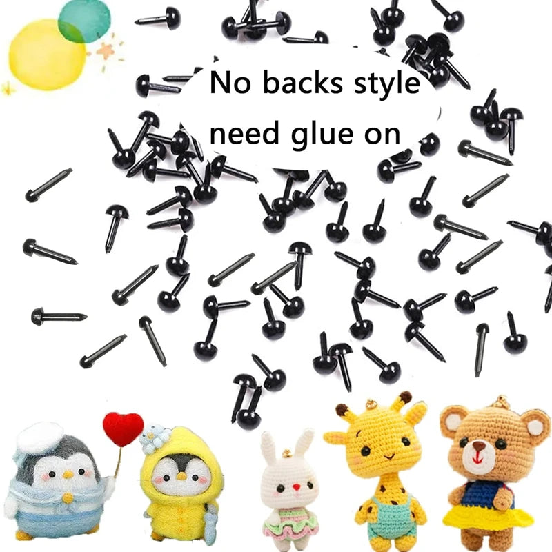 100PCS 3-8mm Plastic Black Dolls Eyes DIY Doll Puppet Animals Pin Safety Eyes Handmade Bear Doll Craft Children Toy Accessories
