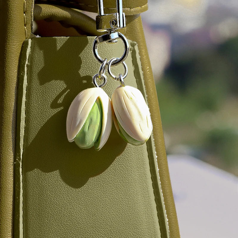 1:1 Pistachio Keychain Creative Food Series Personality Backpack Pendant for Women Men Cute Lady Pendant Trinket Simulation Food