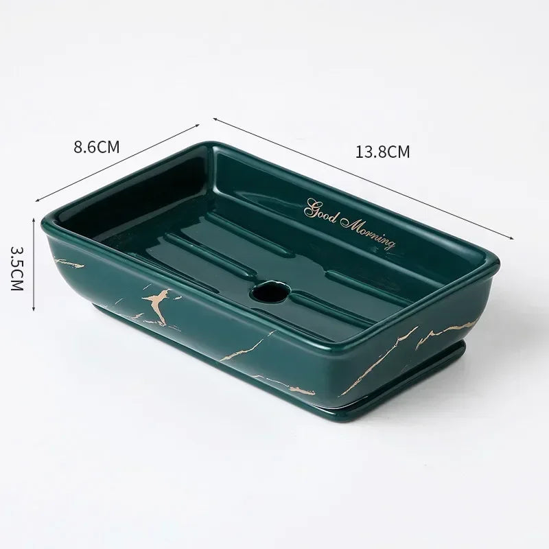 Light Luxury Soap Holder Ceramic Rectangle Household Bathroom Accessories Soap Dish Holders Restroom Organizer Kitchen Storage