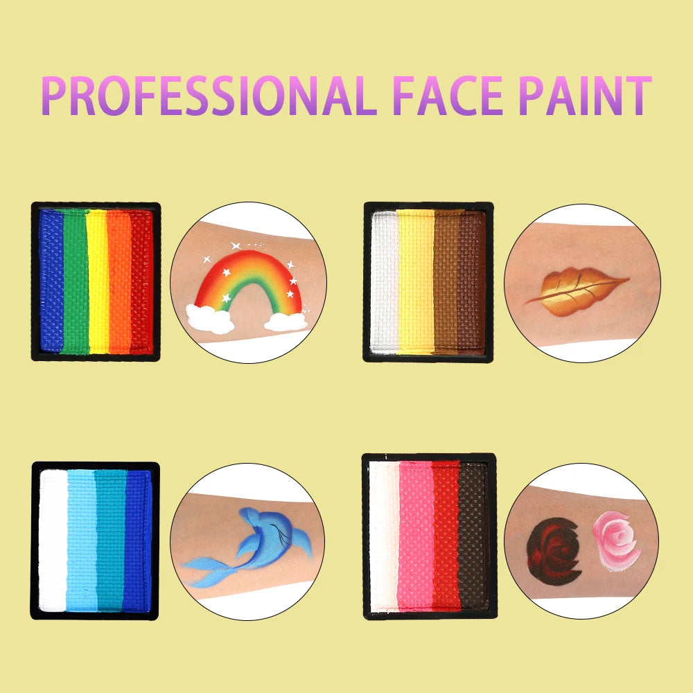 Bowitzki Professional Face Paint Kit For Kids Adults Facial Paint Set One Stroke Split Cake Palette Body Paint Hypoallergenicity