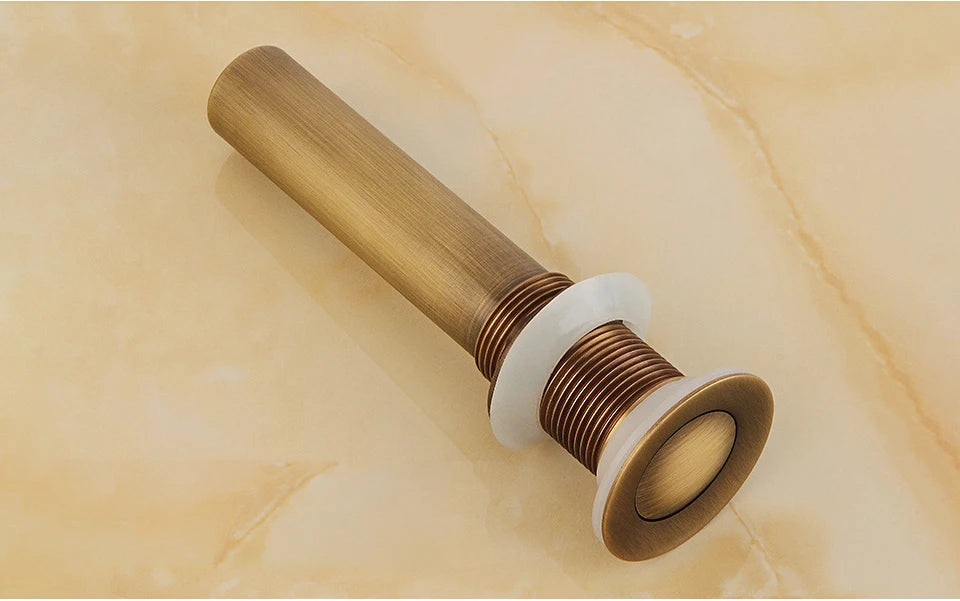 Antique Brass Pop Up Drain Bathroom Sink Push Down Pop Up Stopper Drain Washbasin Accessoires Plug Cover Waste Pipe Drainer