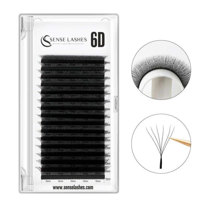 SENSE LASHES 6D W Shape Eyelash Premade Volume Fan Lashes Automatic Flowering Natural Soft Light Full Dense Eyelash Extensions
