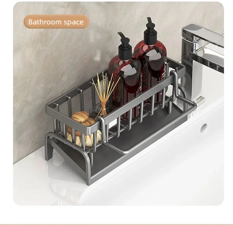 Tap Mounted Shelf for Home Kitchen Accessories Kitchen Spice Storage Shelf with Drainage Rack Installation Sink Organizer