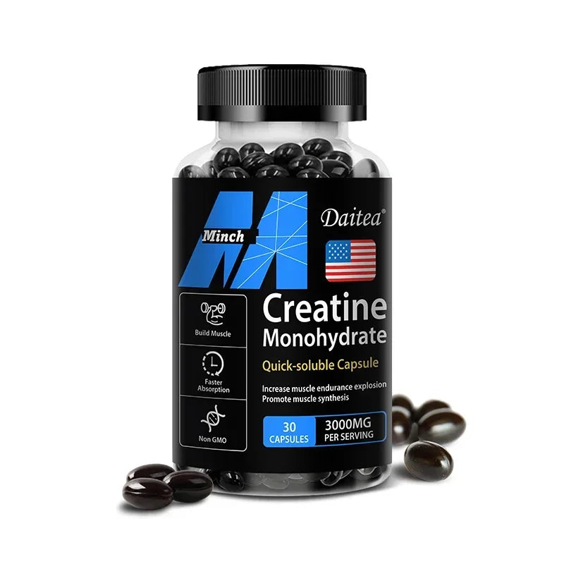 Creatine Monohydrate Capsules for Enhance Muscle Mass Strength & Performance Improvement Workout Recovery Mass Gainer