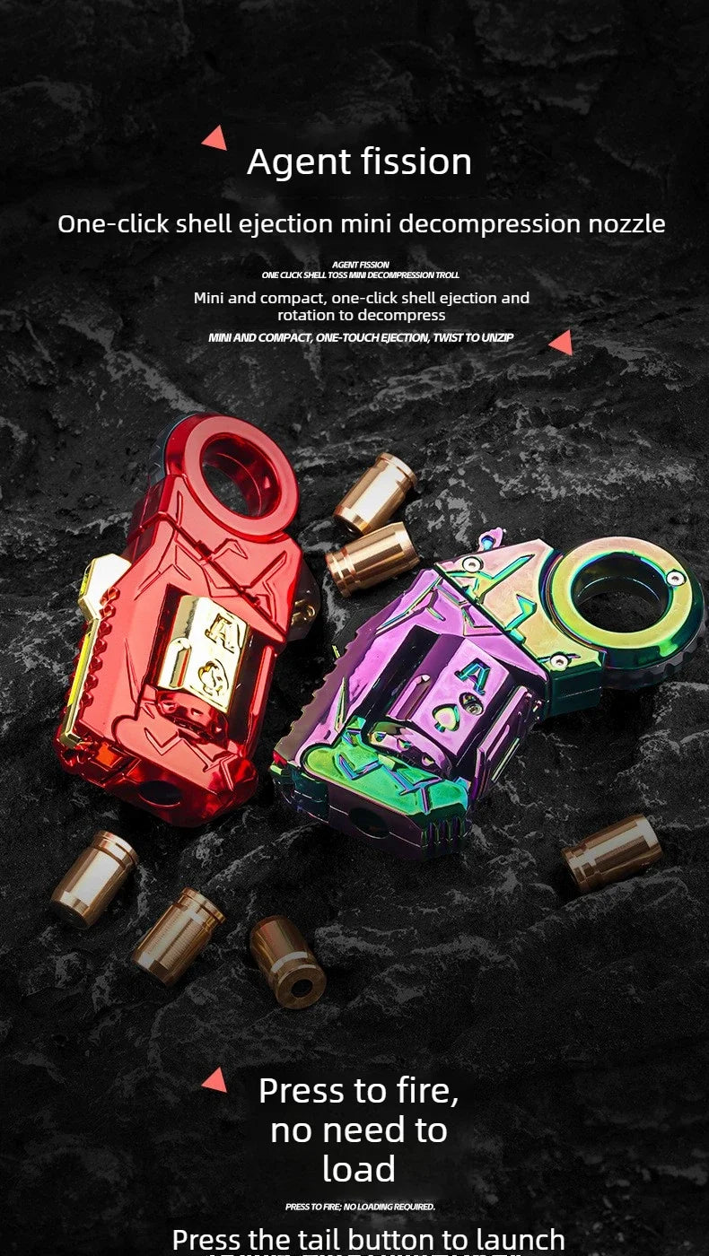 Novelty Fidget Toy Alloy Mini Shell Ejecting Gun Hand Spinner Fun Stress Relief Multiple Modes Christmas Birthday Gift for Boys