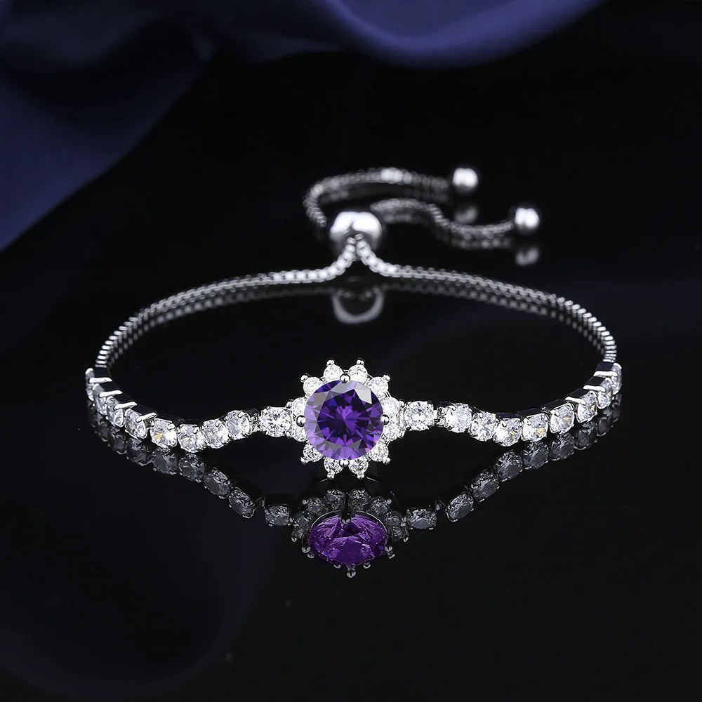 925 Sterling Silver Bracelet Moissanite Sunflower Bracelet Two Carats Hand Jewelry Women Pull-Out Style