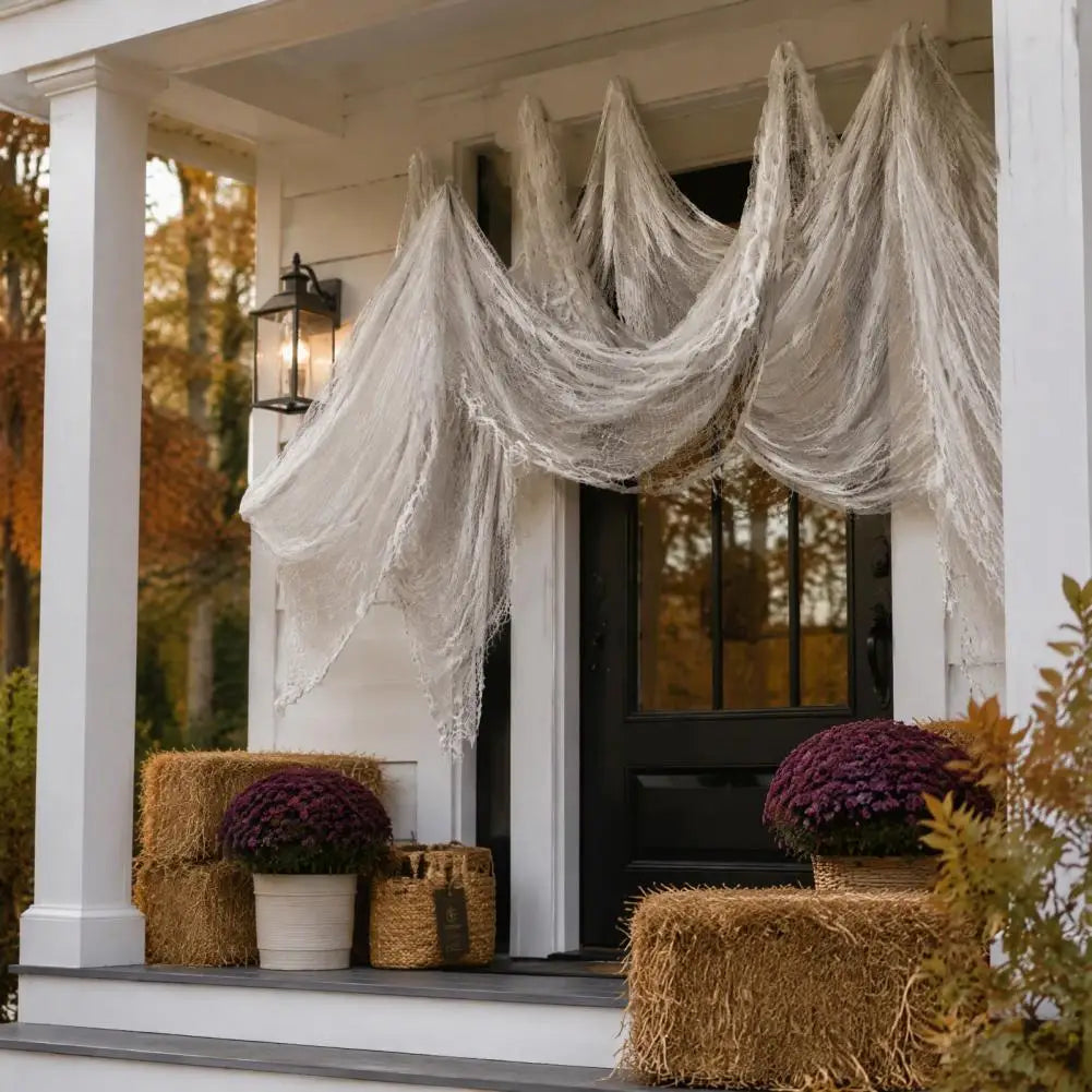Halloween Gauze Decorations Halloween Cloth Fabric Spooky Gauze Tapestry Decorations Vintage Halloween Decor for Home Wall Table