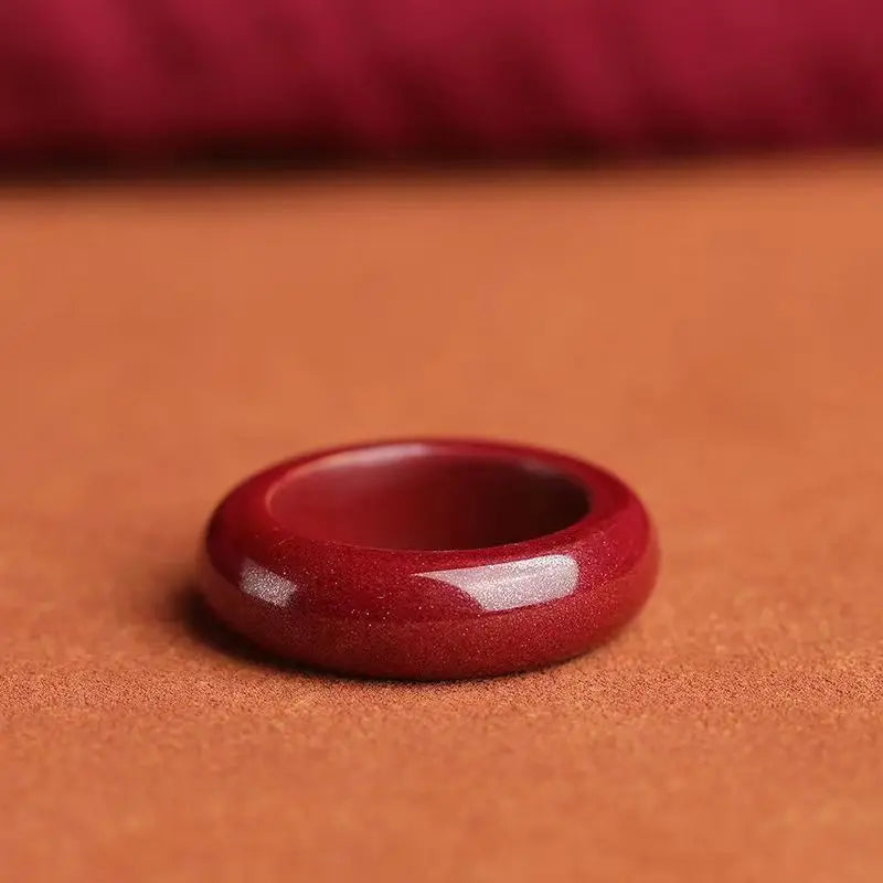 Cinnabar Ring, Purple Gold Sand Plain Circle, Male and Female Natal Year, Red Ring