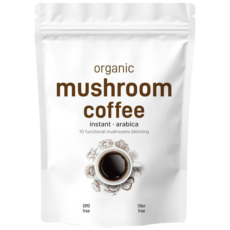 10 in 1 Mushroom Instant Coffee Powder with Lion’s Mane Reish Organic Ingredient Provide Sustainable Energy & Enhance Focus 454g