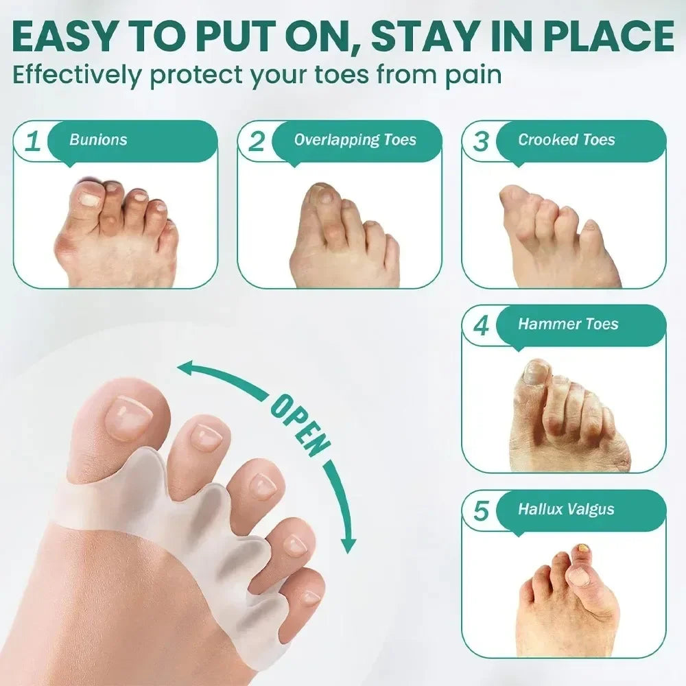 1Pair Soft Silicone Toe Separator Cushion Portable Household Foot Relief Protective Accessory For Toe Spacing