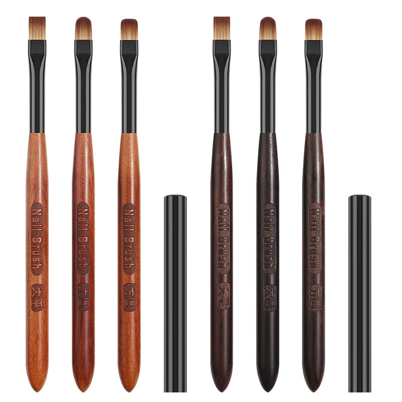 2PCS Sandalwood Handle Nail Drawing Brushes For Manicure Lines Painting Gradient UV GEL Extension Builder Drawing Pen