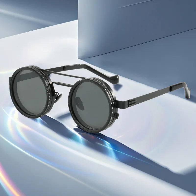 Polarized ND2 400 Adjustable Dimming Sunglasses UV Protection Metal Frame HD Lens for Mountaineering Cycling