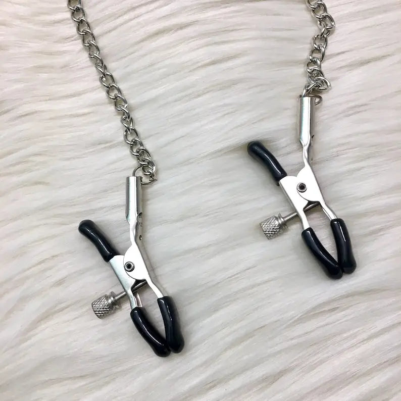 1 Pair Nipple Clamp with Chain Nipple Clips BDSM toy Kink Fetish Erotic wear Body Clamps Bondage nipple clamp