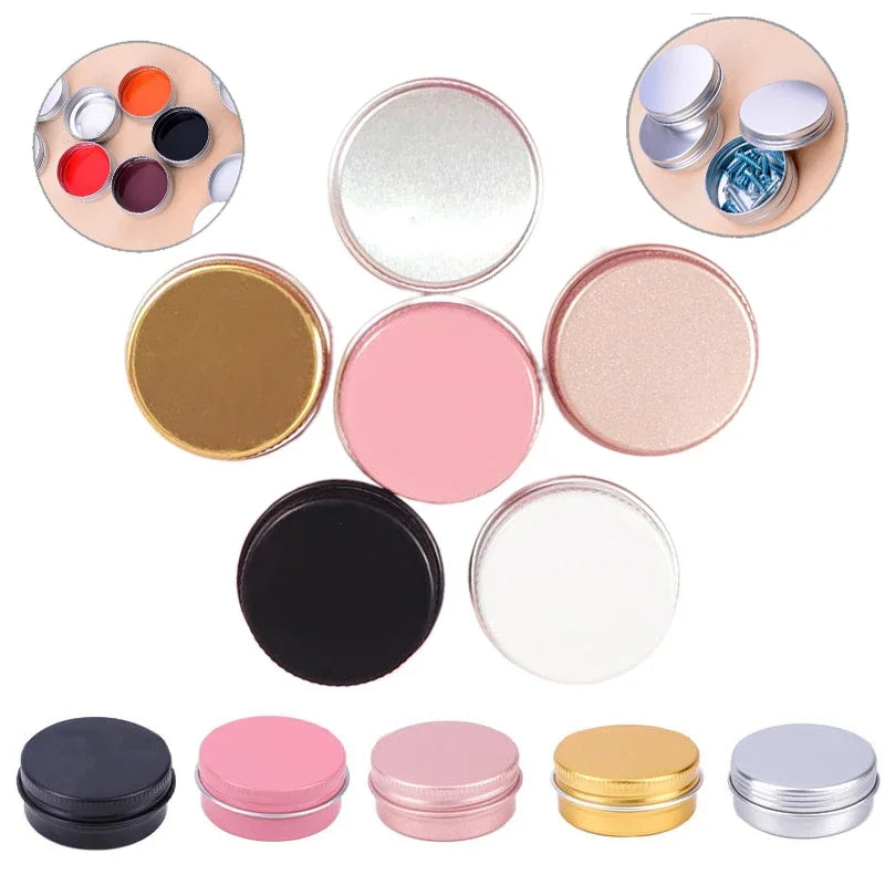 10Pcs 5g-60g Portable Aluminum Tin Jars For Creams Balm Nail Candle Cosmetic Container Refillable Tea Cans Metal Box Candle Jars