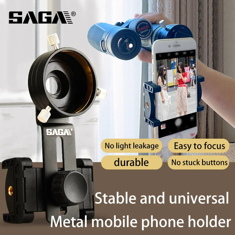 Metal mobile phone clip double monocular astronomical telescope microscope eyepiece connected to mobile phone for taking picture