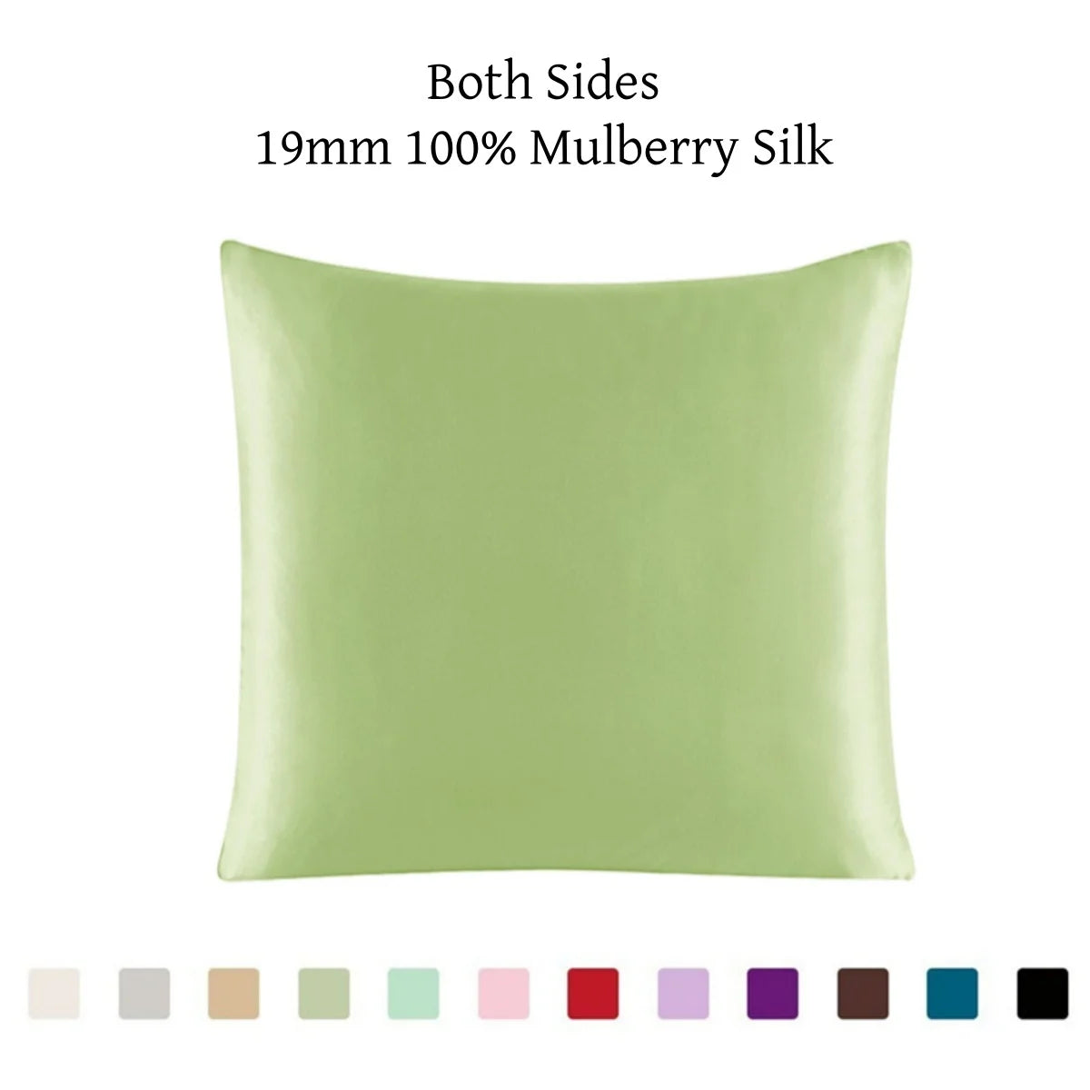100% 19mm Mulberry Silk Zipper Pillowcase Cushion Pillow Case Cover Solid Multicolor