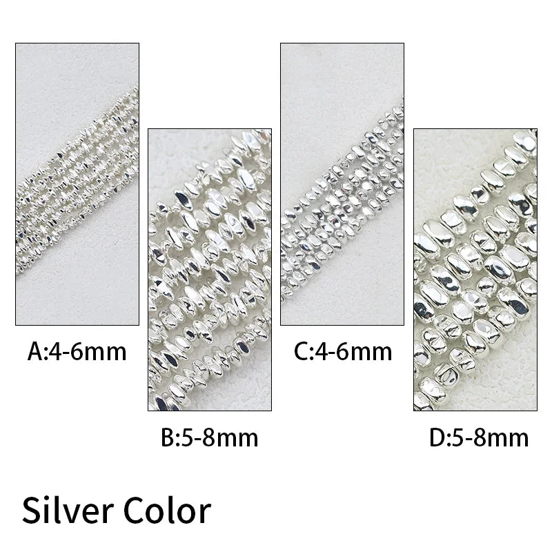 WLYeeS Gravel Stone beads 4-8mm Irregular Gold Colour Hematite  small Spacer Loose Bead for Jewelry bracelet Necklace Making DIY