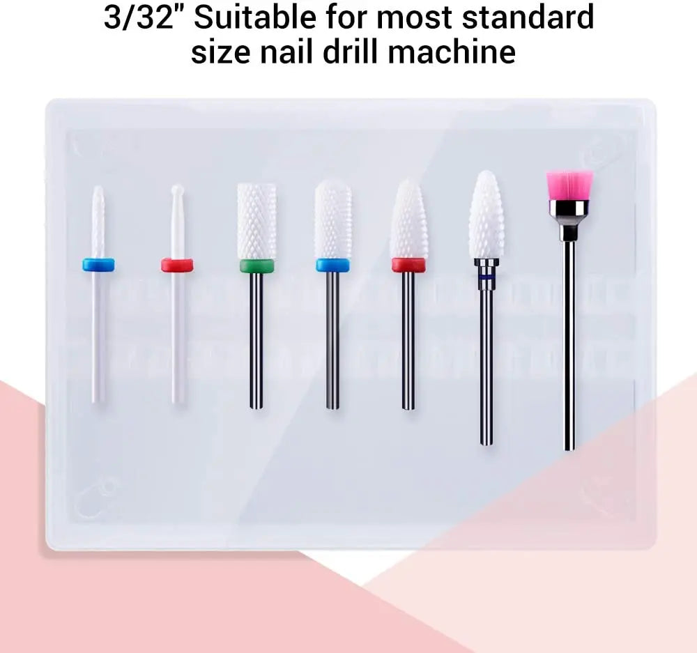 7 Pcs/Set Ceramic Milling Cutters  For Manicure Combined Nail Drill Bits Kit Removing Gel Polishing Tools