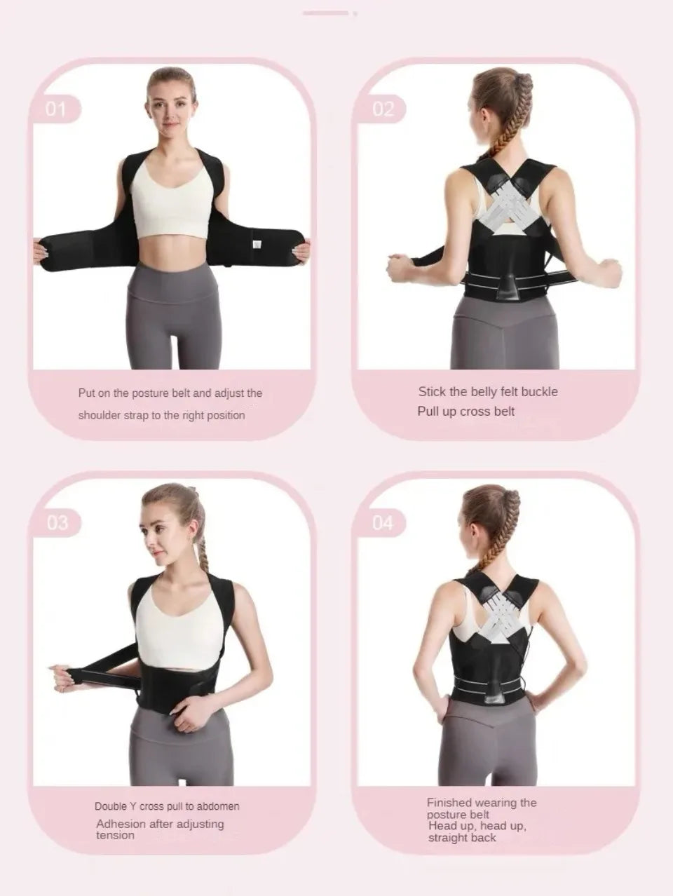 Posture Back Brace Adjustable Back Support Strap to Men and Women Prevent Spinal Distortion and Hunchback Suitable for Gym Body