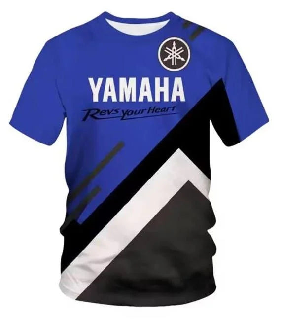 New Yamaha fashion 3D printed team motorcycle cross-country racing T-shirt for men, quick-dry, breathable, round-neck sports shirt