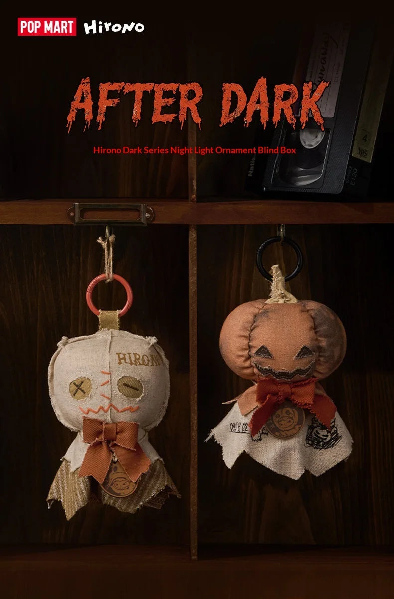 Genuine POP MART Hirono Dark Scene Series Blind Box Cute Night Light Hanging Ornament Bag Car Pendant Home Decor Halloween Gift