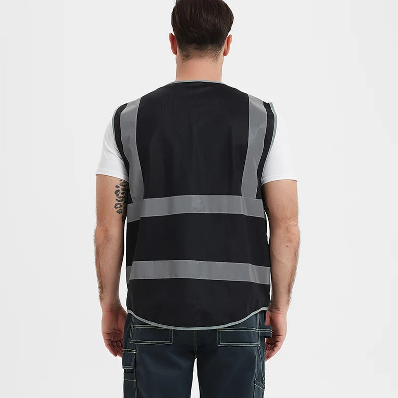 Multi Pockets Class 2 Night Working Vest Men Construction Work Clothes