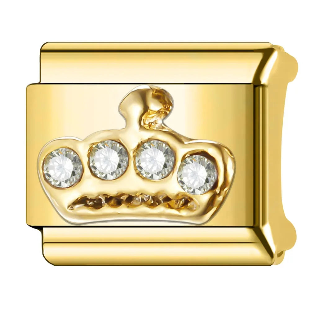 Trusta 2024 Fashion Shiny Golden Colour Charm Italian Links 9mm Bracelet Stainless Steel for Women DIY Jewelry Wholesale N009