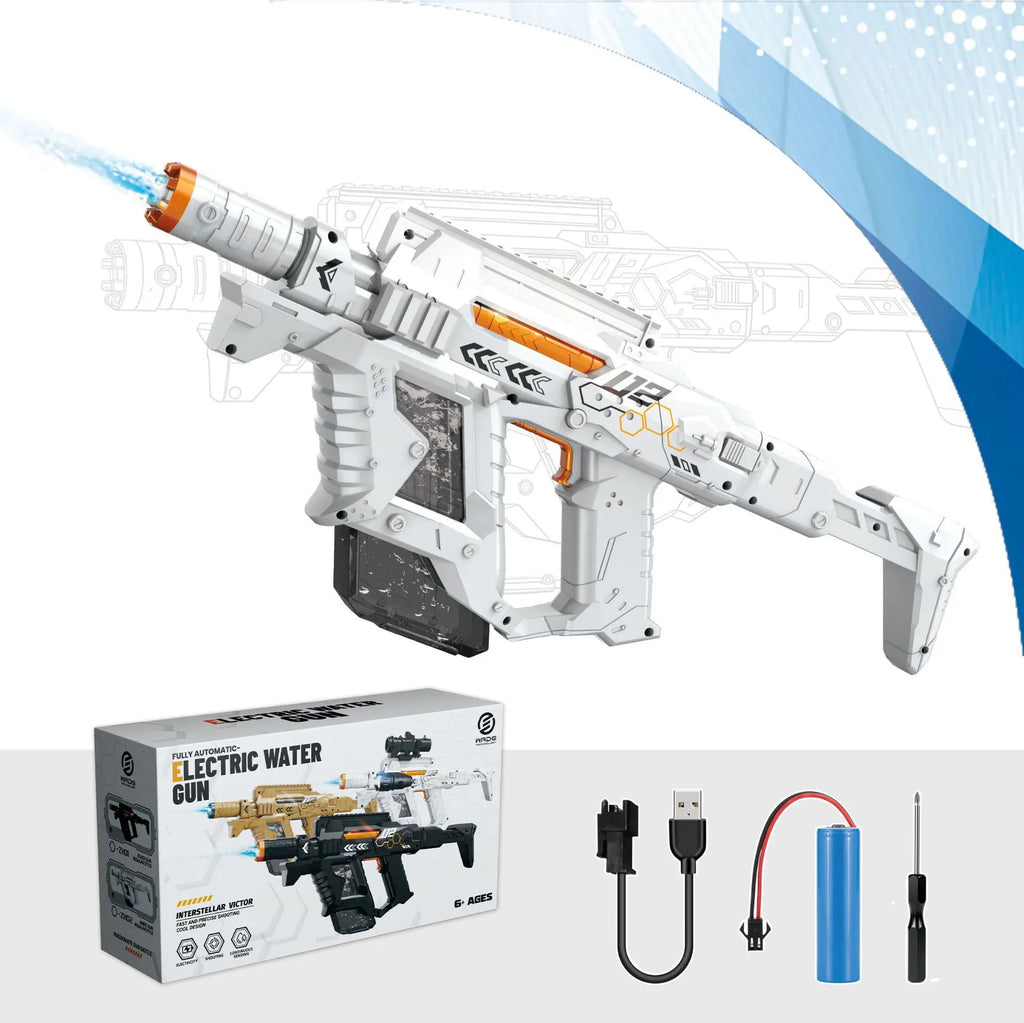@Space Electric Water Gun Energy Ring Burst Transformation LED Lights Large Capacity Full Auto Continuous Fire Squirt Gun Toy