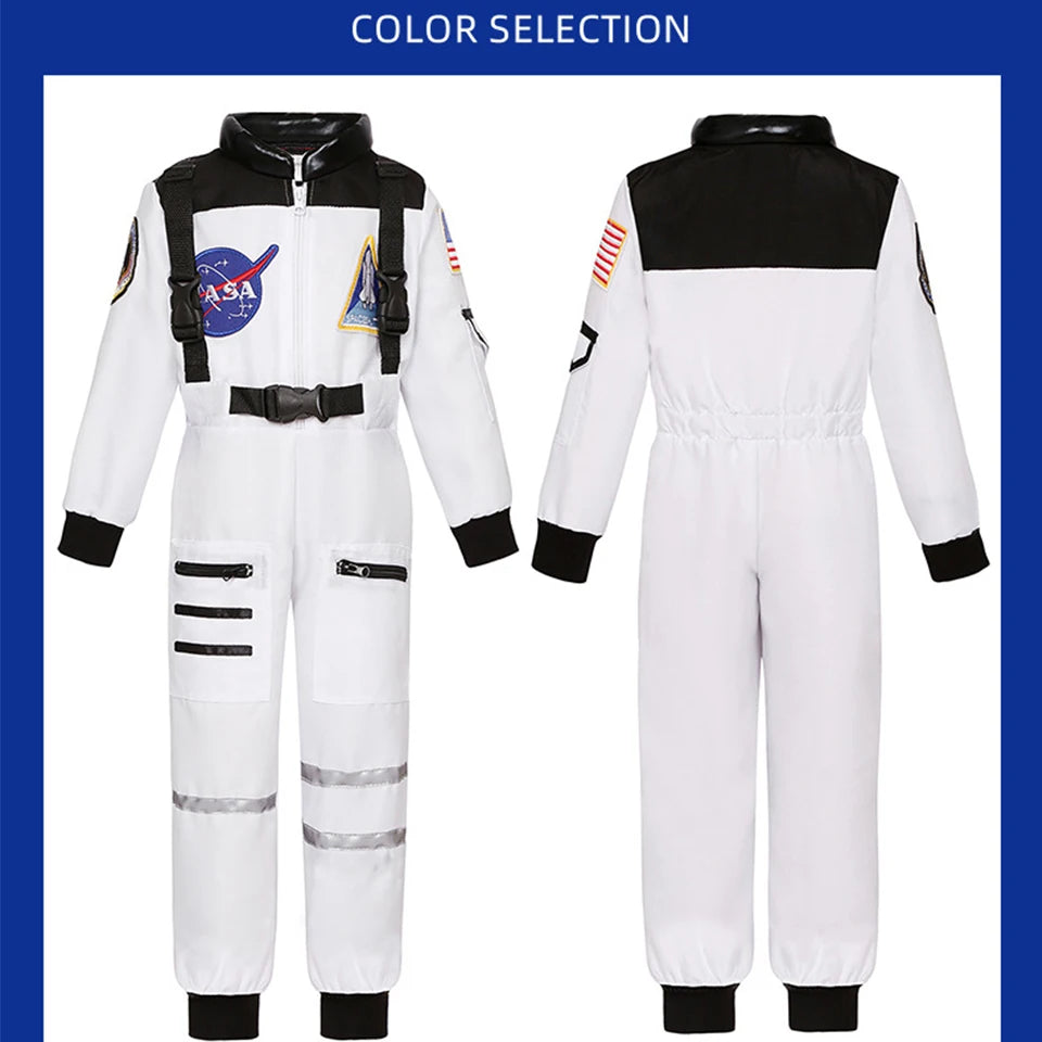 Kids Astronaut Costume Space Suit Halloween Cosplay Space Explorer Performance Children's Jumpsuit Spaceman Boys Girls Outfits